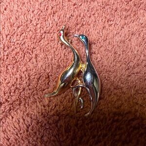 Lovebirds Vintage Gold and Silver Brooch
